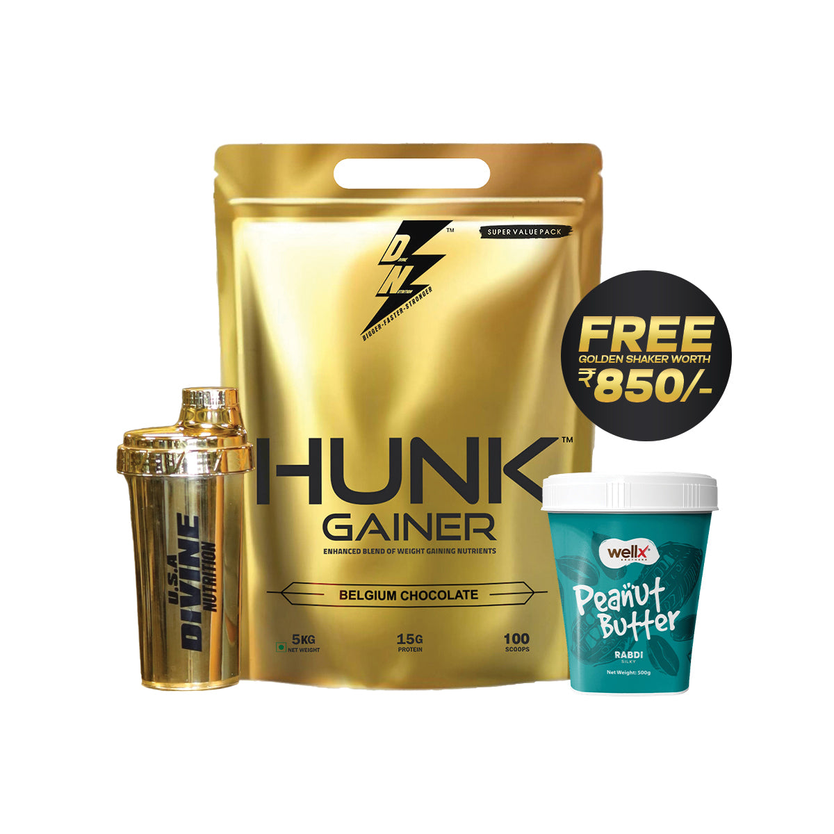 3kg Hunk Gainer Peanut Butter Gold Shaker – Value Pack