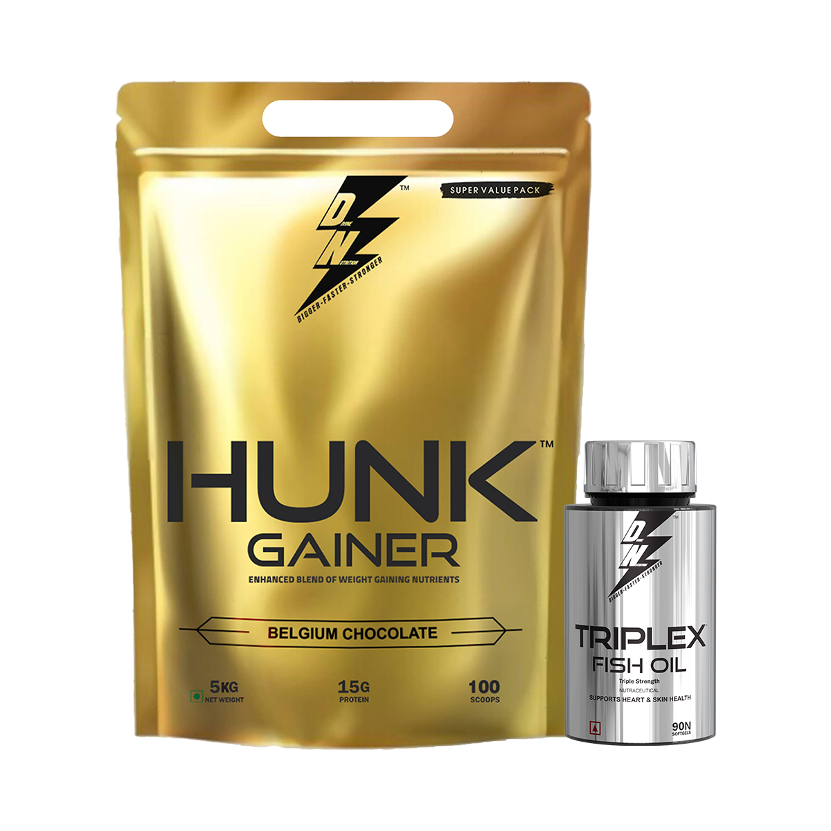 HUNK GAINER 5KG+TRIPLEX FISH OIL