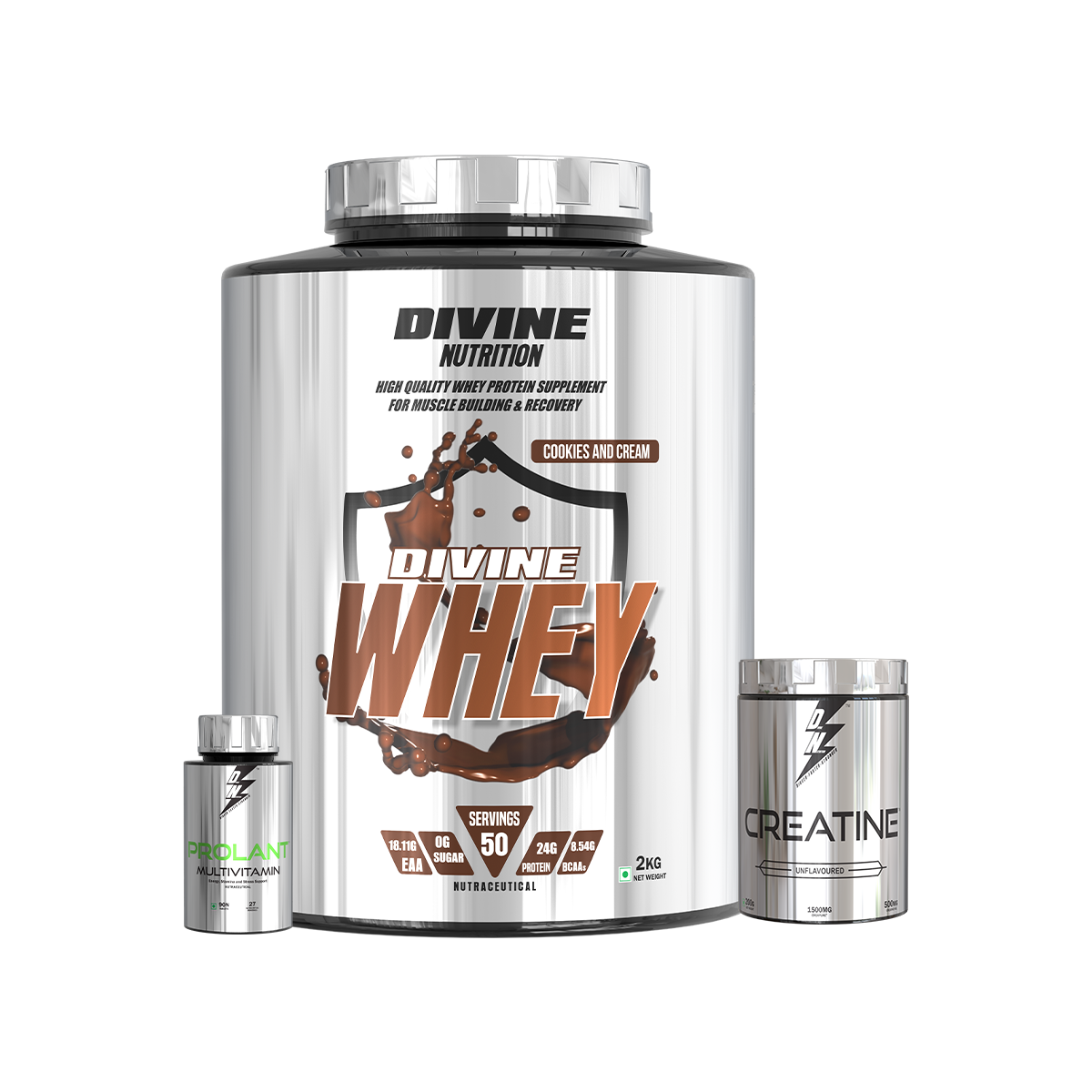 DIVINE WHEY 2 KG + CREATINE + PROLANT MULTIVITAMIN