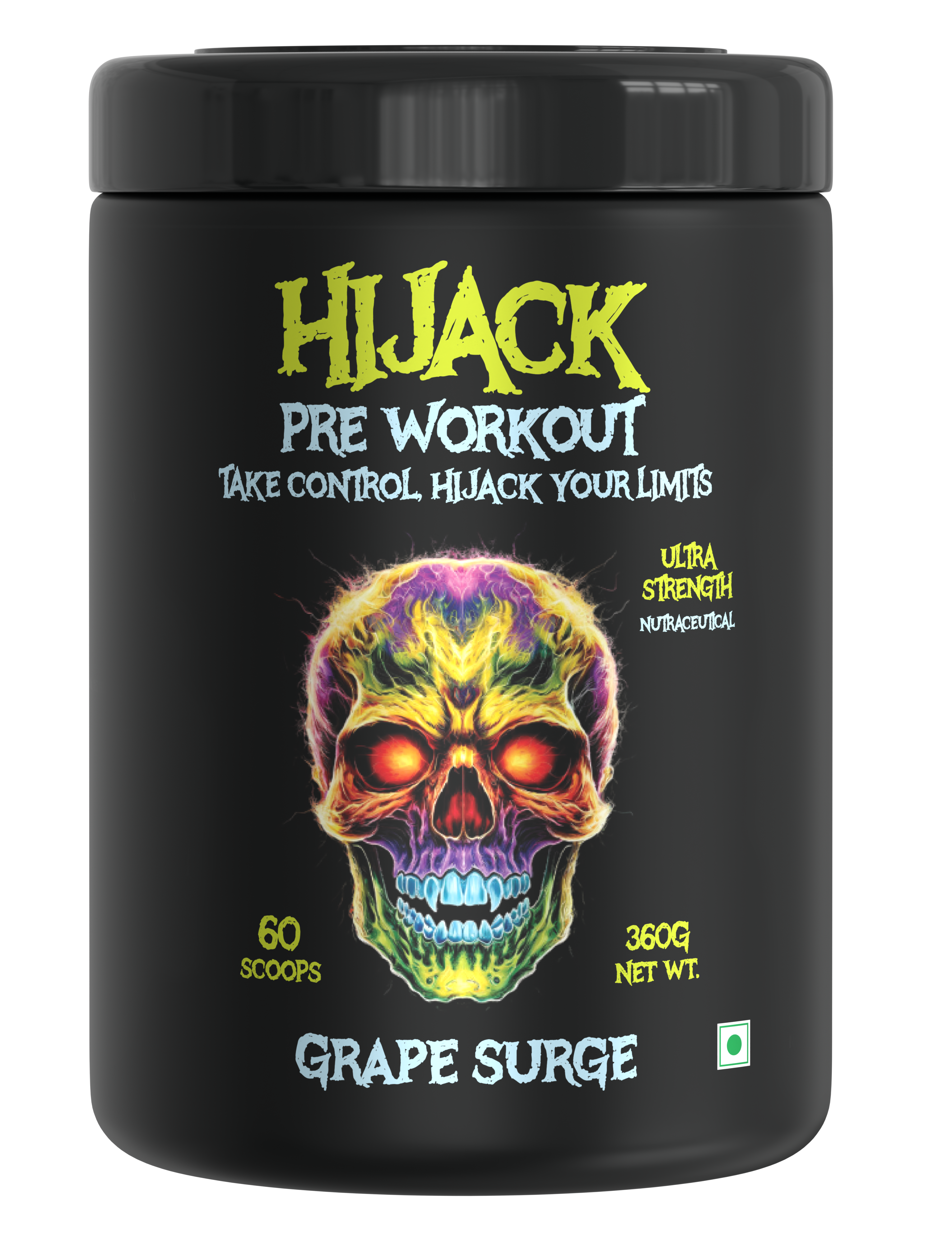 Divine Nutrition HIJACK Pre Workout Powder | L-Citrulline, Beta-Alanine, Creatine & Caffeine | 360g | 60 Scoops (30 Servings)