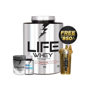 MUSCLE BUILDING STACK-  LIFE WHEY 2KG + SUPER CALCIUM + CREATINE